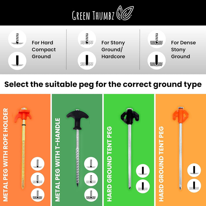 Heavy Duty Tent Pegs - Tent Pegs Metal Heavy Duty, Camping Pegs and Awning Pegs for Outdoor - Galvanised Tent Pegs for Hard Ground, Peg Remover Included (20cm)